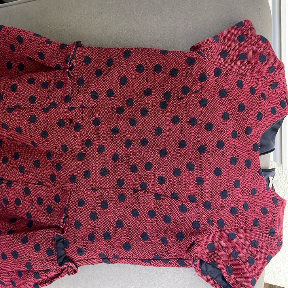 Lili Gaufrette girl red and blue jersey spot dress